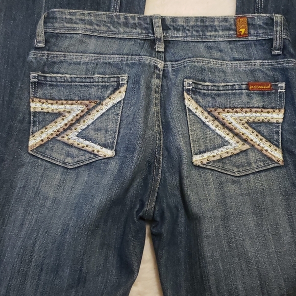 7 FOR ALL MANKIND Bootcut Blue Jeans sz 3 - Picture 2 of 7